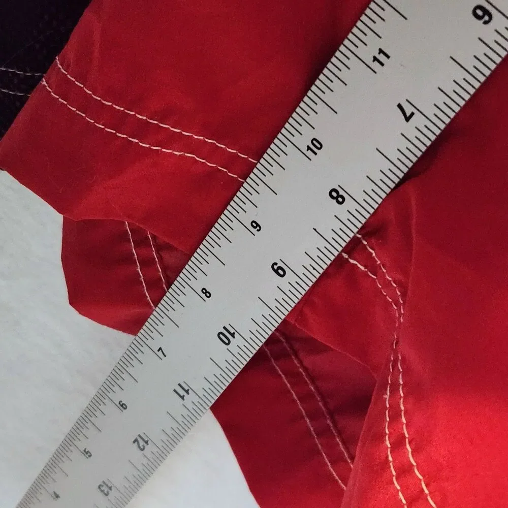 Vintage 90s Polo Sport Mens 34 Ralph Lauren Board Shorts Red Spellout Nylon Surf
